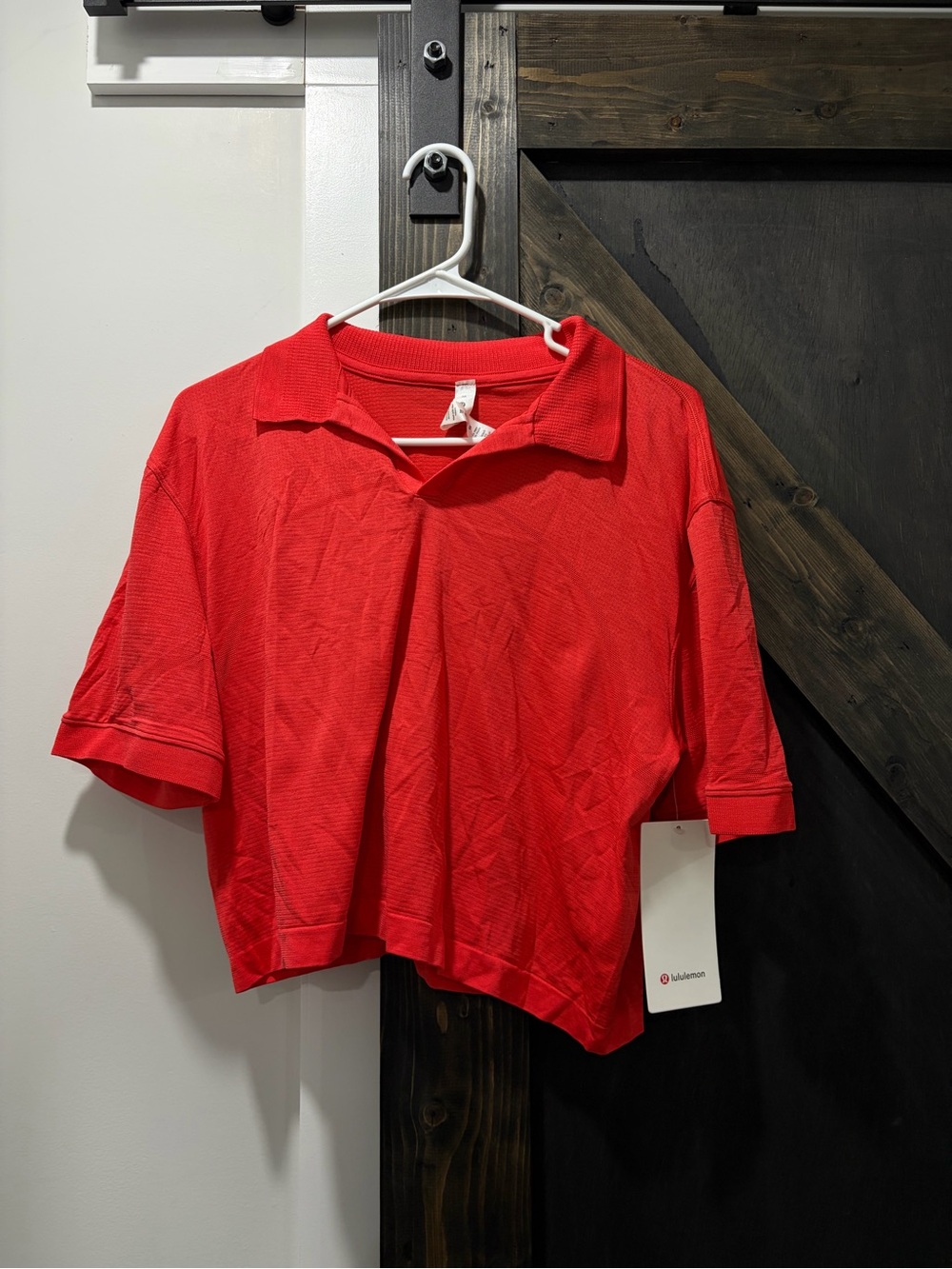 lululemon athletica swiftly Women's Red Cropped Polo Top